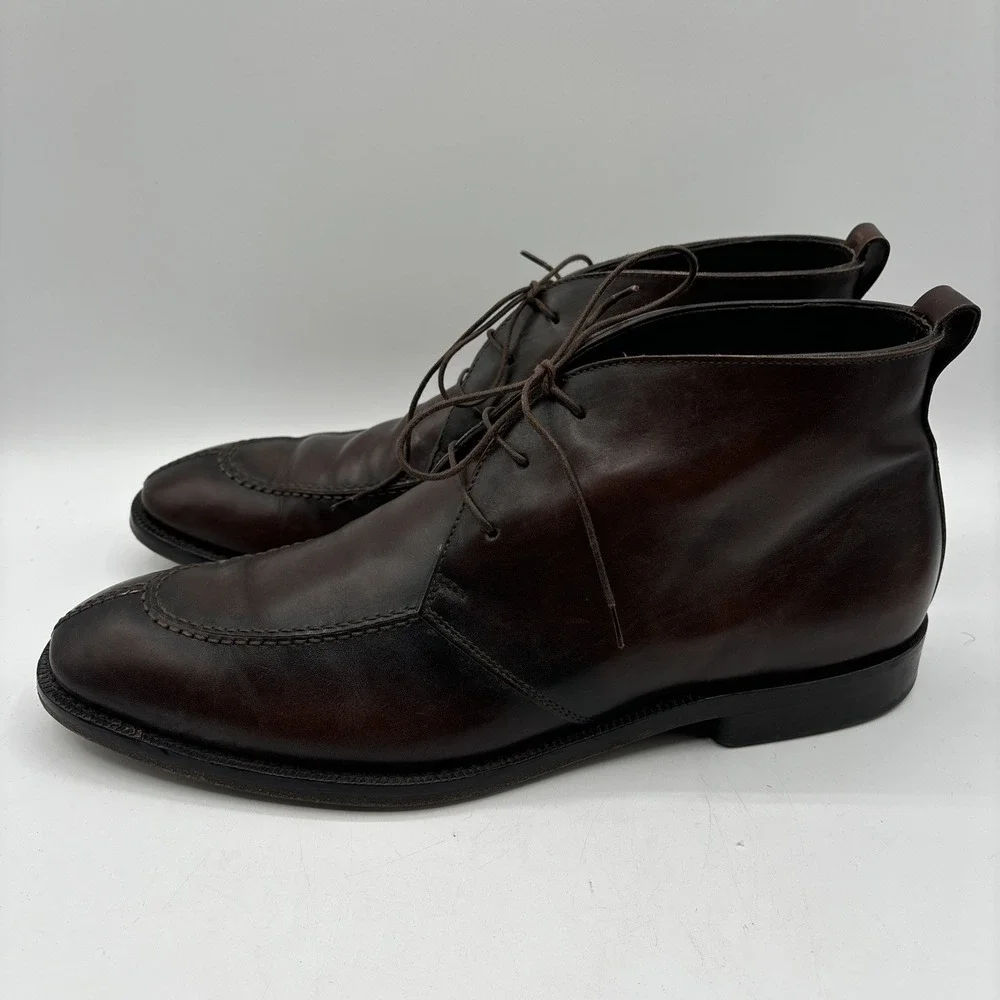 Allen Edmonds Rafael Men 11D Dark Brown Leather Split Toe Chukka Boot Dress Shoe